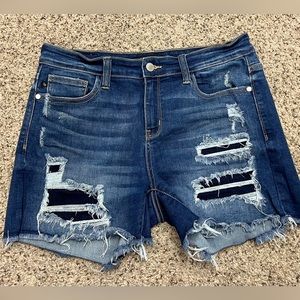 Judy Blue Dark Patch Shorts